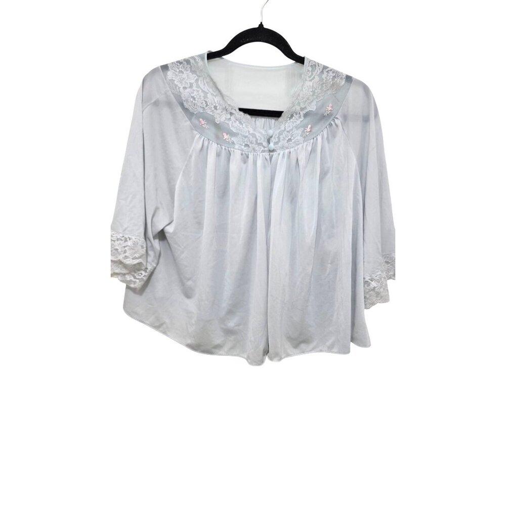 Vintage Shadowline Women's Sheer Nylon Lace Trim Nightgown Jacket‎ - Size L